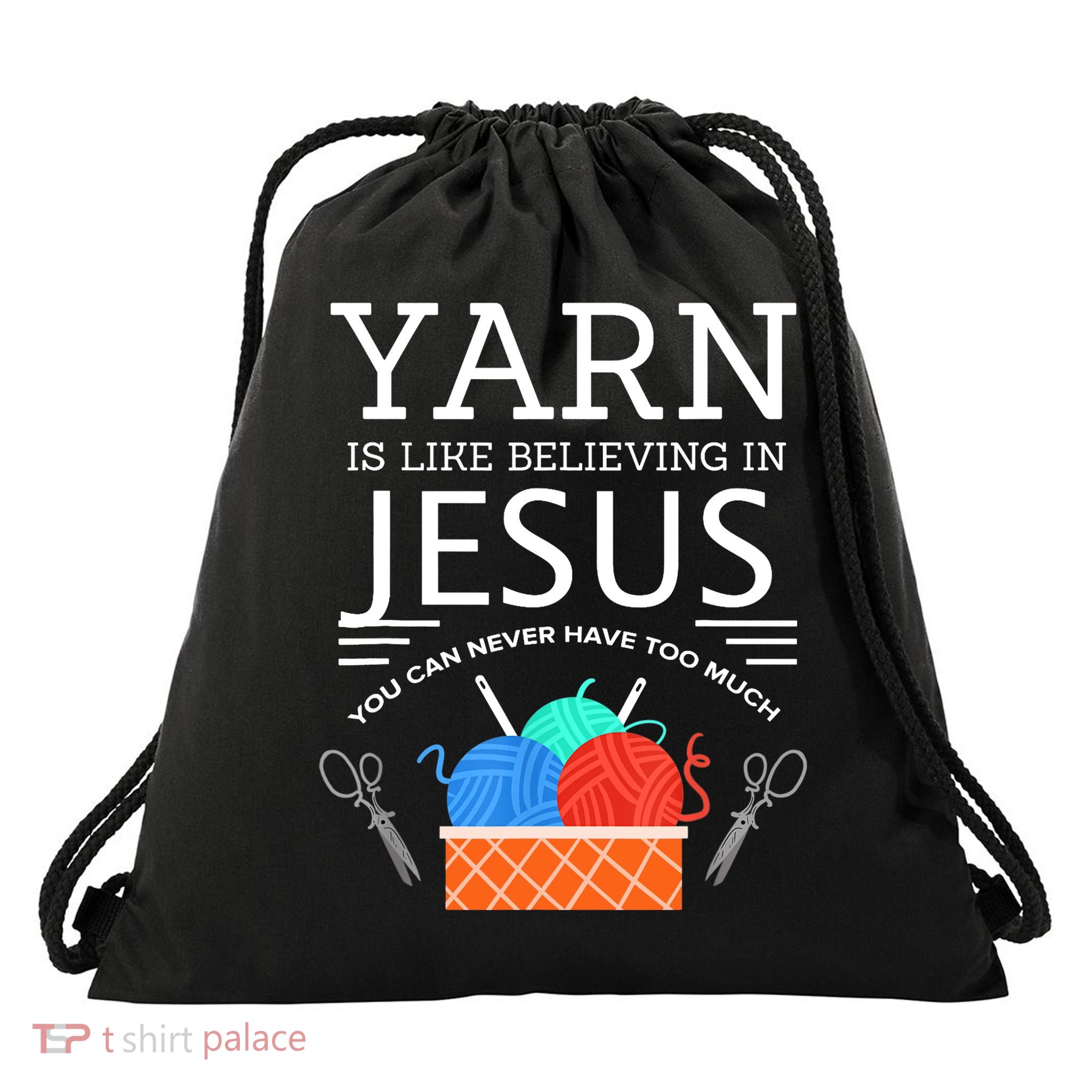 Sewing Jesus Quilting Yarn Needle Christian Drawstring Bag