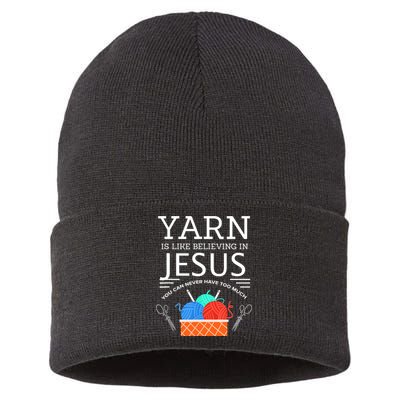 Sewing Jesus Quilting Yarn Needle Christian Sustainable Knit Beanie
