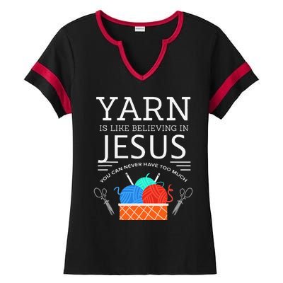 Sewing Jesus Quilting Yarn Needle Christian Ladies Halftime Notch Neck Tee