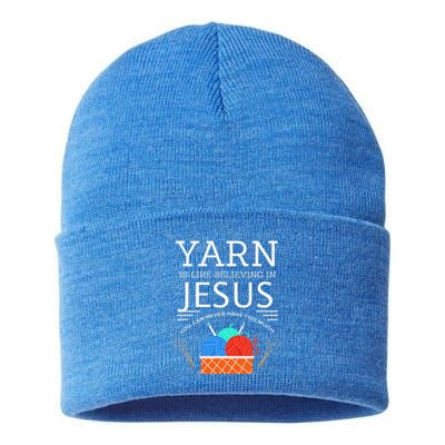 Sewing Jesus Quilting Yarn Needle Christian Sustainable Knit Beanie