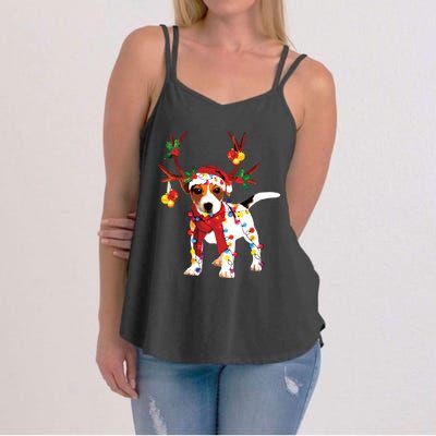 Santa Jack Russell Gorgeous Reindeer Light Christmas Women's Strappy Tank