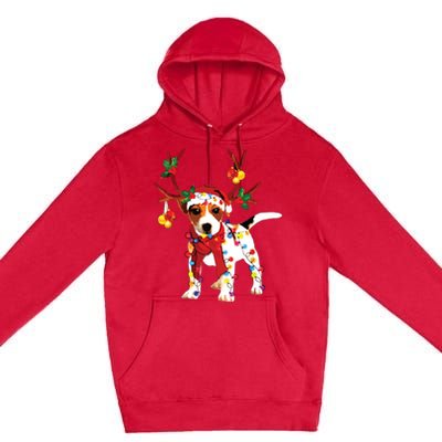 Santa Jack Russell Gorgeous Reindeer Light Christmas Premium Pullover Hoodie