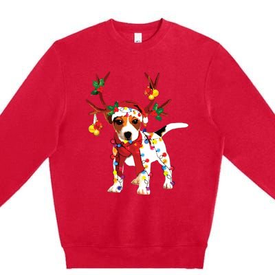 Santa Jack Russell Gorgeous Reindeer Light Christmas Premium Crewneck Sweatshirt