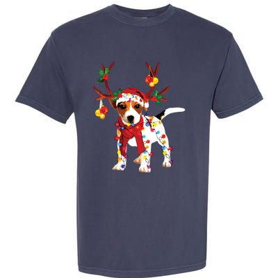 Santa Jack Russell Gorgeous Reindeer Light Christmas Garment-Dyed Heavyweight T-Shirt