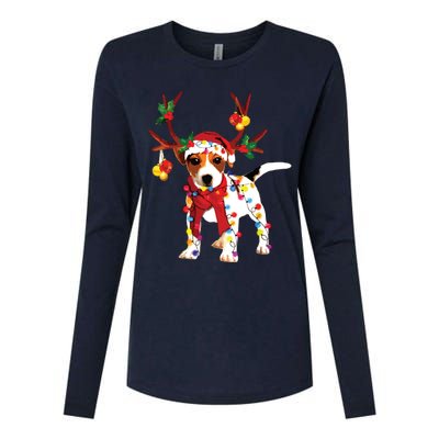 Santa Jack Russell Gorgeous Reindeer Light Christmas Womens Cotton Relaxed Long Sleeve T-Shirt