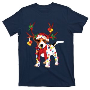 Santa Jack Russell Gorgeous Reindeer Light Christmas T-Shirt