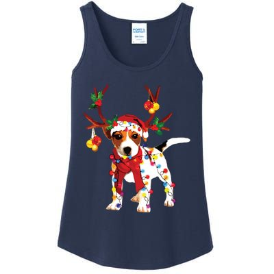 Santa Jack Russell Gorgeous Reindeer Light Christmas Ladies Essential Tank