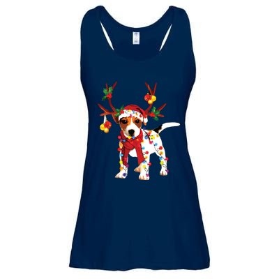 Santa Jack Russell Gorgeous Reindeer Light Christmas Ladies Essential Flowy Tank