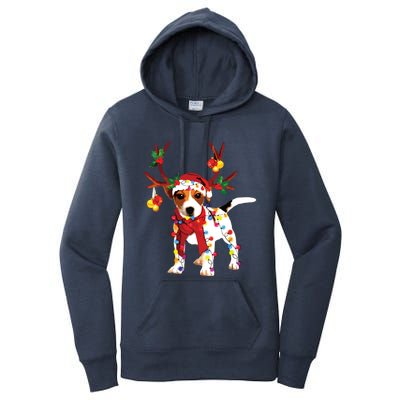 Santa Jack Russell Gorgeous Reindeer Light Christmas Women's Pullover Hoodie