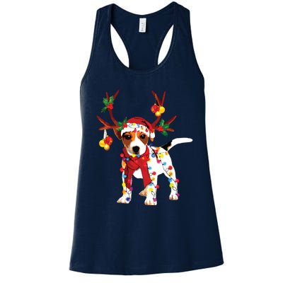 Santa Jack Russell Gorgeous Reindeer Light Christmas Women's Racerback Tank