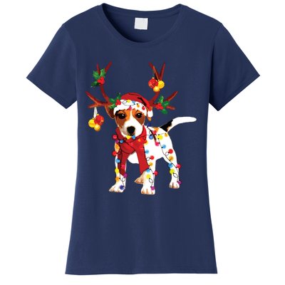 Santa Jack Russell Gorgeous Reindeer Light Christmas Women's T-Shirt