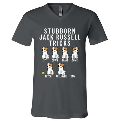 Stubborn Jack Russell Terrier Tricks Shirts Dog Gift V-Neck T-Shirt