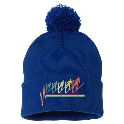 Ski Jumping Skiing Heartbeat Jump Hill Skier Gift Cute Gift Pom Pom 12in Knit Beanie