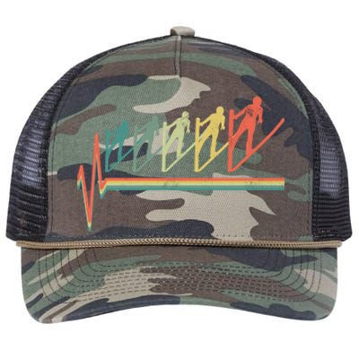 Ski Jumping Skiing Heartbeat Jump Hill Skier Gift Cute Gift Retro Rope Trucker Hat Cap