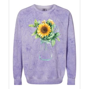 Sunflower Jar 's Life is Goods Floral Awesome Vase Colorblast Crewneck Sweatshirt