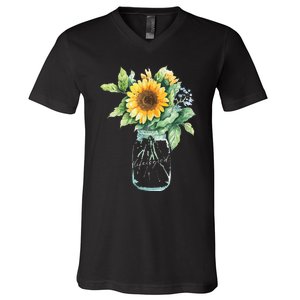 Sunflower Jar 's Life is Goods Floral Awesome Vase V-Neck T-Shirt