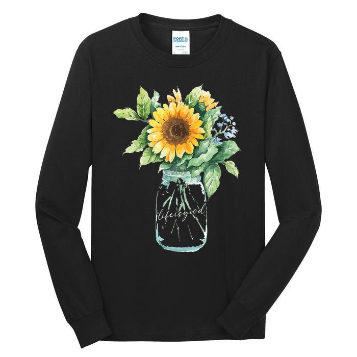 Sunflower Jar 's Life is Goods Floral Awesome Vase Tall Long Sleeve T-Shirt