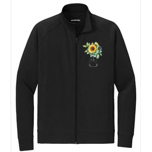 Sunflower Jar 's Life is Goods Floral Awesome Vase Stretch Full-Zip Cadet Jacket