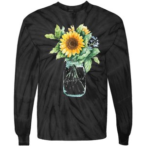 Sunflower Jar 's Life is Goods Floral Awesome Vase Tie-Dye Long Sleeve Shirt