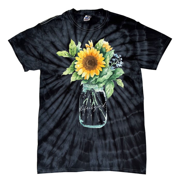 Sunflower Jar 's Life is Goods Floral Awesome Vase Tie-Dye T-Shirt