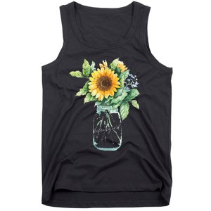 Sunflower Jar 's Life is Goods Floral Awesome Vase Tank Top