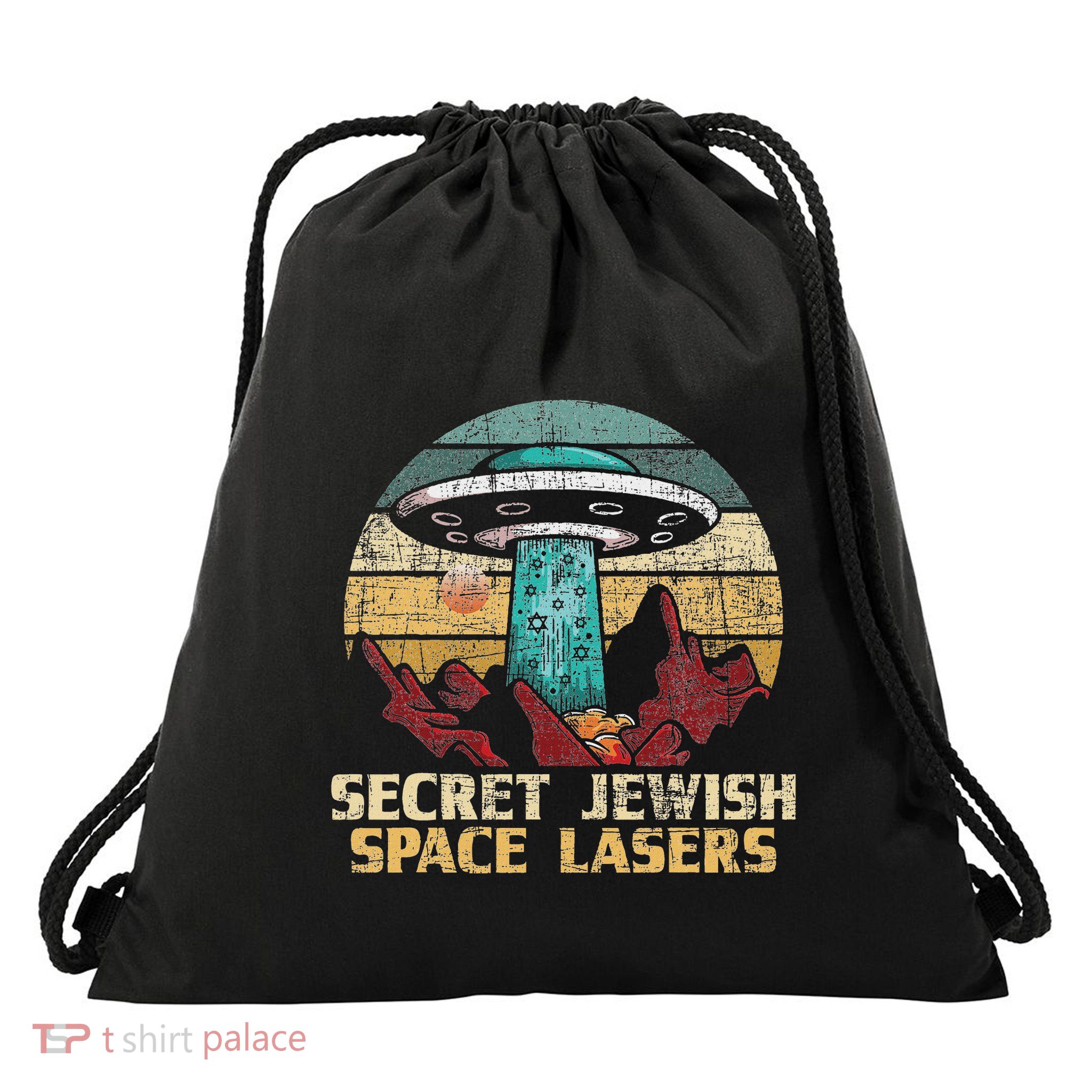 Secret Jewish Space Lasers Ufo Universe Jews Hebrew Israel Drawstring Bag