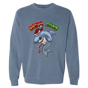 Santa Jaws Shark Dressed As Santa Claus Xmas Pun Gift Garment-Dyed Sweatshirt