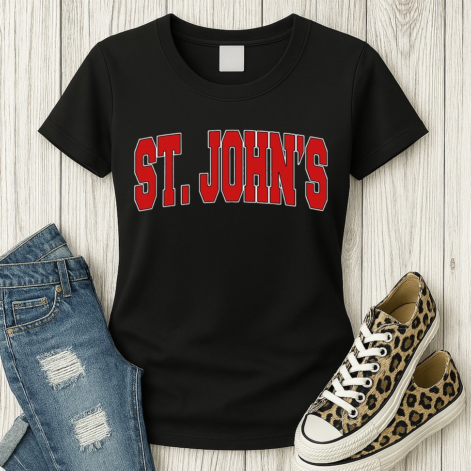 St John S Canada Varsity Style Vintage Retro Canadian Sports Womens T-Shirt
