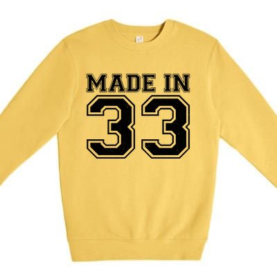 Sporty Jersey Style Made In 1933 90th Birthday Premium Crewneck Sweatshirt