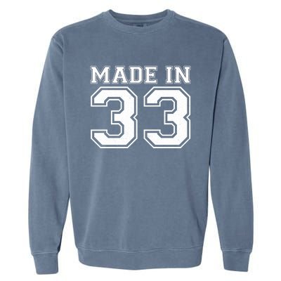 Sporty Jersey Style Made In 1933 90th Birthday Garment-Dyed Sweatshirt