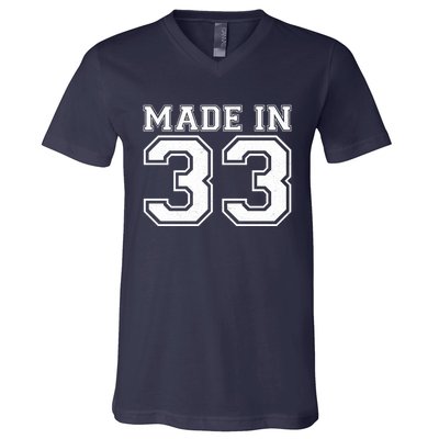 Sporty Jersey Style Made In 1933 90th Birthday V-Neck T-Shirt