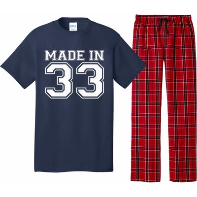 Sporty Jersey Style Made In 1933 90th Birthday Pajama Set