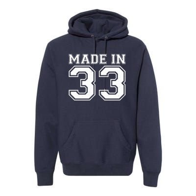 Sporty Jersey Style Made In 1933 90th Birthday Premium Hoodie