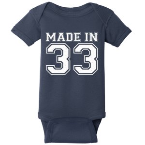 Sporty Jersey Style Made In 1933 90th Birthday Baby Bodysuit