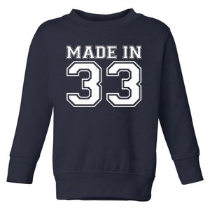 Sporty Jersey Style Made In 1933 90th Birthday Toddler Sweatshirt