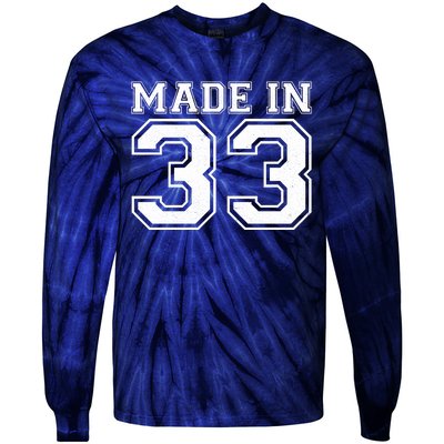 Sporty Jersey Style Made In 1933 90th Birthday Tie-Dye Long Sleeve Shirt