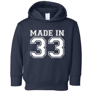 Sporty Jersey Style Made In 1933 90th Birthday Toddler Hoodie