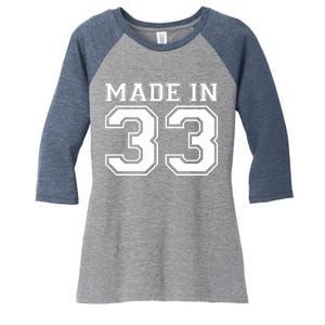 Sporty Jersey Style Made In 1933 90th Birthday Women's Tri-Blend 3/4-Sleeve Raglan Shirt