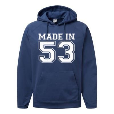 Sporty Jersey Style Made In 1953 70th Birthday Performance Fleece Hoodie