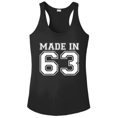 Sporty Jersey Style Made In 1963 60th Birthday Ladies PosiCharge Competitor Racerback Tank