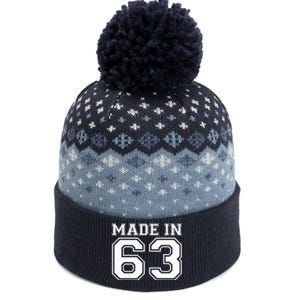 Sporty Jersey Style Made In 1963 60th Birthday The Baniff Cuffed Pom Beanie