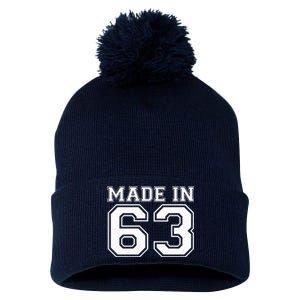 Sporty Jersey Style Made In 1963 60th Birthday Pom Pom 12in Knit Beanie