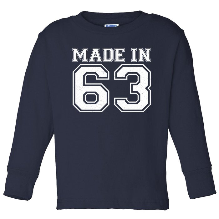 Sporty Jersey Style Made In 1963 60th Birthday Toddler Long Sleeve Shirt