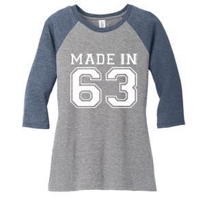 Sporty Jersey Style Made In 1963 60th Birthday Women's Tri-Blend 3/4-Sleeve Raglan Shirt