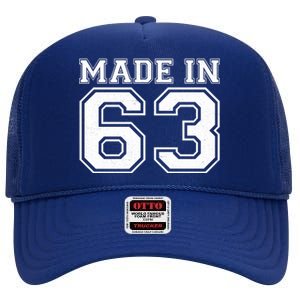 Sporty Jersey Style Made In 1963 60th Birthday High Crown Mesh Back Trucker Hat