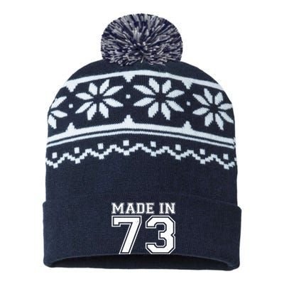 Sporty Jersey Style Made In 1973 50th Birthday USA-Made Snowflake Beanie