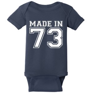 Sporty Jersey Style Made In 1973 50th Birthday Baby Bodysuit