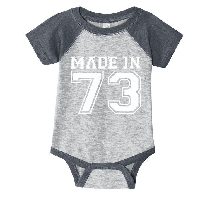 Sporty Jersey Style Made In 1973 50th Birthday Infant Baby Jersey Bodysuit