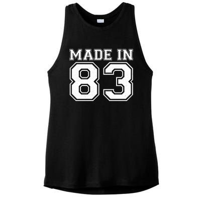 Sporty Jersey Style Made In 1983 40th Birthday Ladies PosiCharge Tri-Blend Wicking Tank