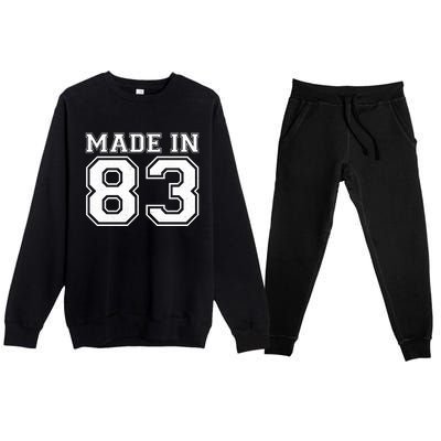 Sporty Jersey Style Made In 1983 40th Birthday Premium Crewneck Sweatsuit Set